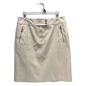 Escada Sport Skirt 38 Lined Skirt Silver Button Detail Back Slit Classic Capsule